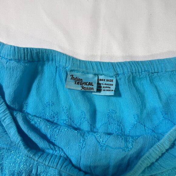 Free Size Boho Gypsy Blue Festival Skirt Size XS-L Flowy 100% Rayon - Picture 6 of 8